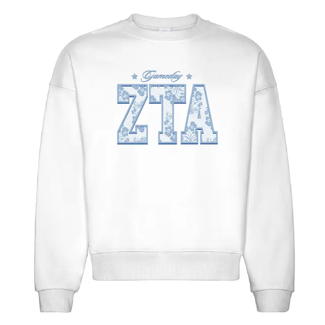 Zeta Tau Alpha Floral Pattern Game Day Crewneck 2
