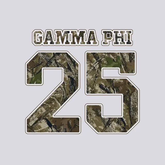 Gamma Phi Beta Military Patterned Varsity Text PR Tank