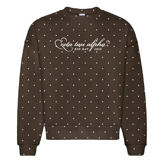 Zeta Tau Alpha Elegant Script with Polka Dots Bid Day Sweater 2