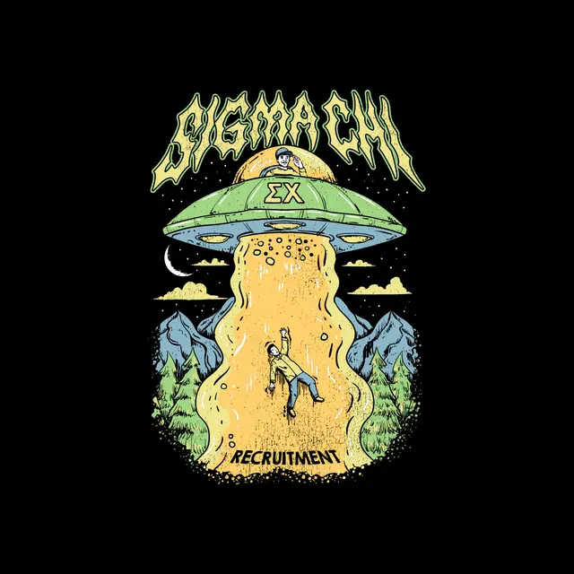 Sigma Chi UFO and Mountains Recruitment Shirt