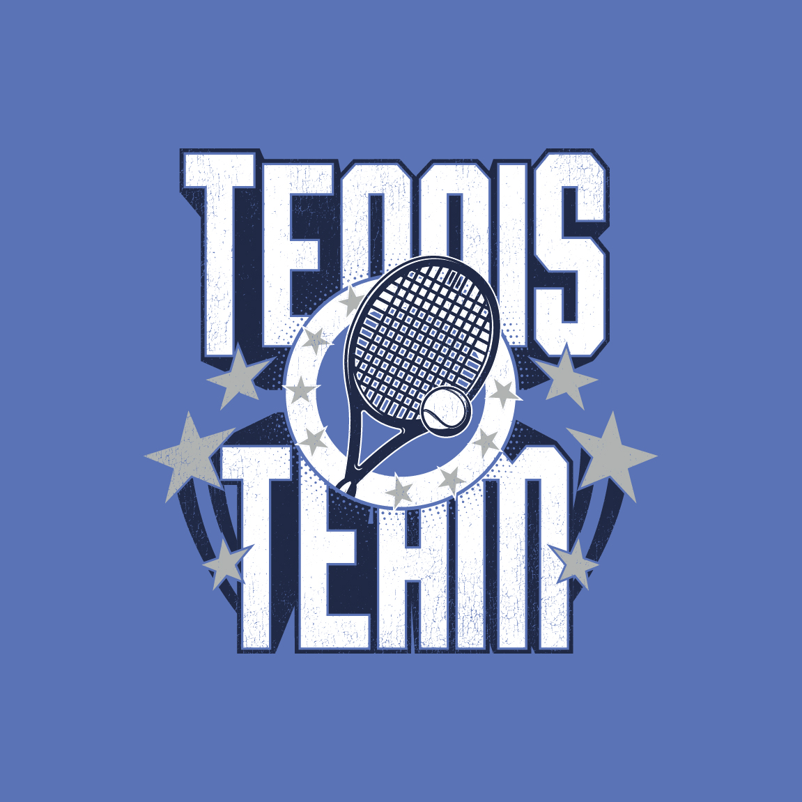 Tennis Team Bold Lettering with Racket PR Shirt | Fresh Prints