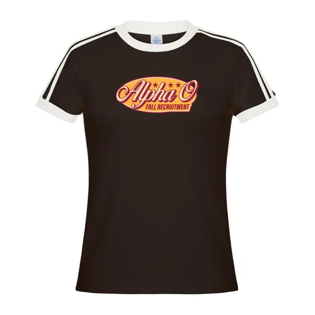 Alpha Omicron Pi Curved Text Stars Rush Shirt 2