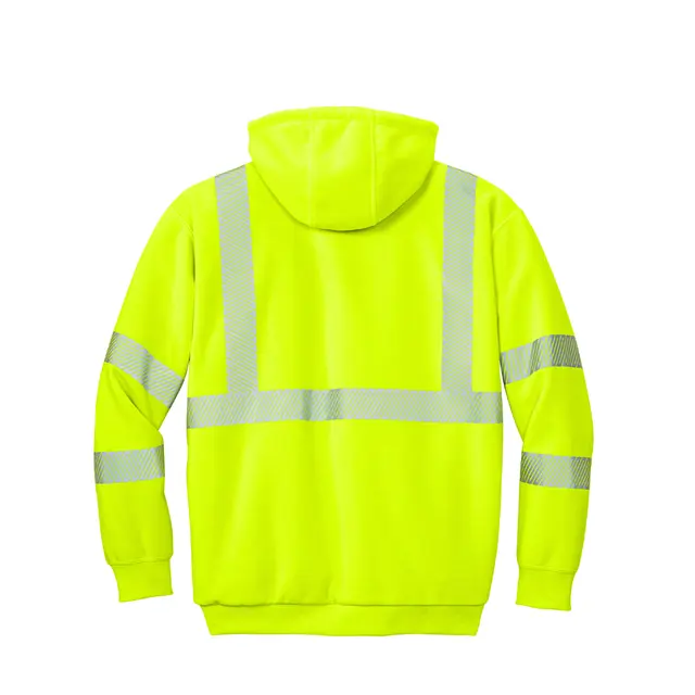 Carhartt ANSI 107 Class 3 Lined Full-Zip Sweatshirt Brite Lime Back