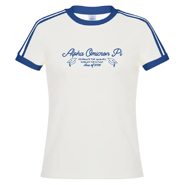 Alpha Omicron Pi Trenchers and Script Text Graduation Shirt 2