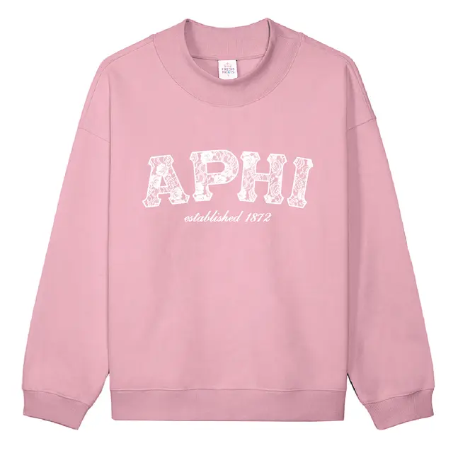Alpha Phi Lace Pattern Text PR Crewneck 2
