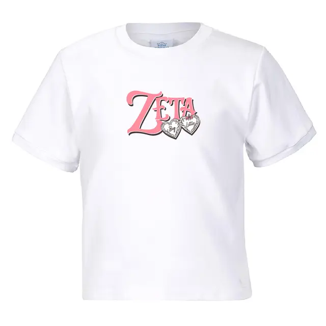 Zeta Tau Alpha Pink Script Heart Big Little Reveal Shirt 2