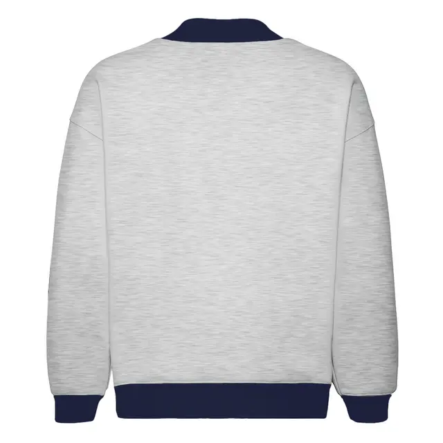 Fresh Prints FP123 Denver Heavyweight Color Block Mock Neck Ash Grey Navy mto Back