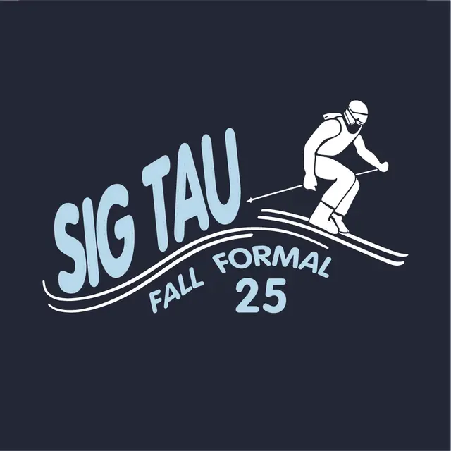 Sig Tau Skier Illustration Fall Formal Hoodie