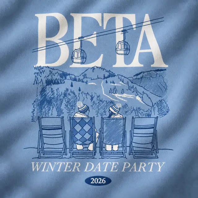 Beta Oversized Block Lettering Winter Date Party Sweater