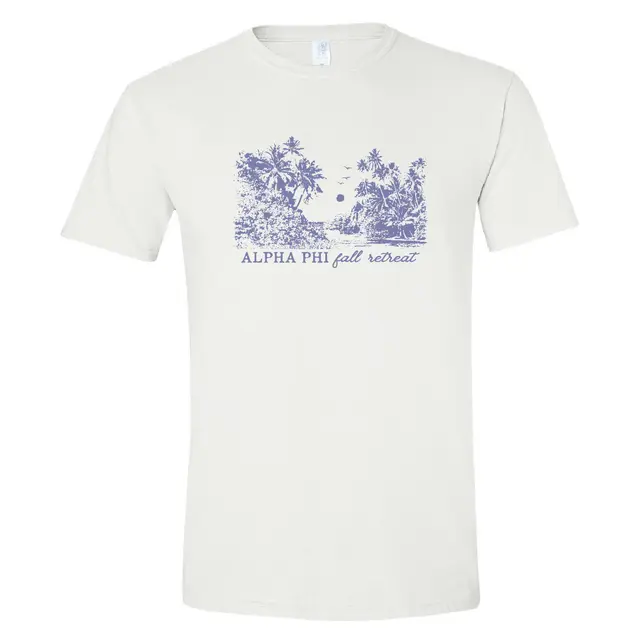 Alpha Phi Tropical Palm Scene Retreat Shirt 2