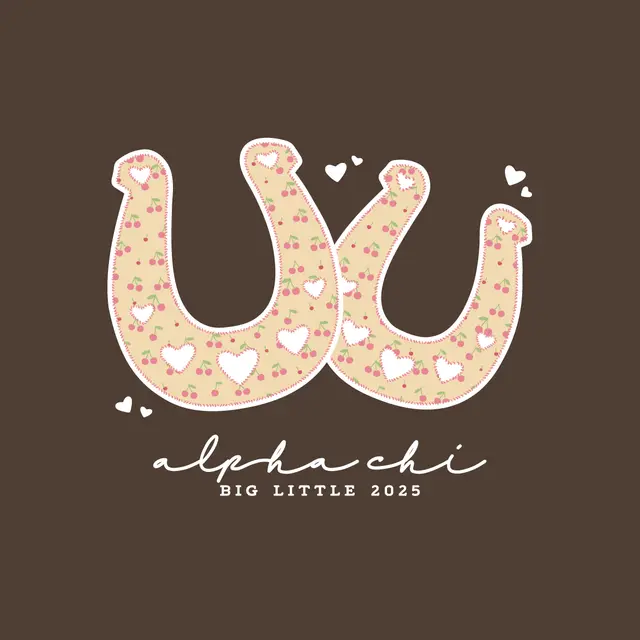 Alpha Chi Omega Cherry Patterned Horseshoe Big Little Reveal Shirt