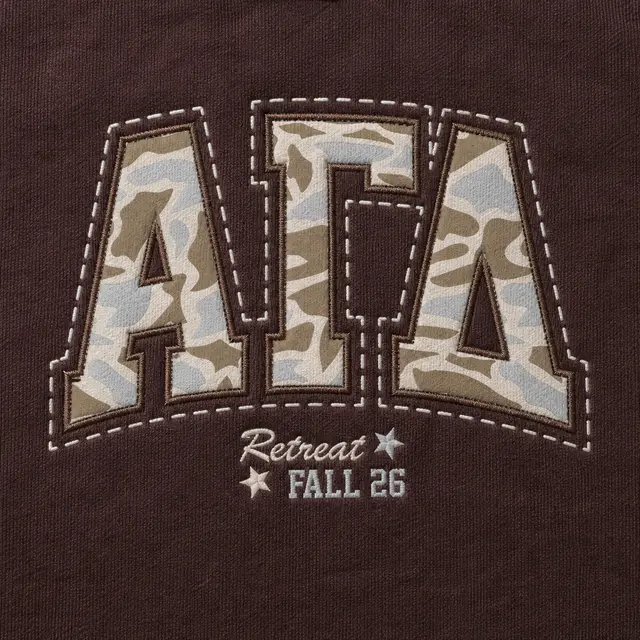 Alpha Gamma Delta Camo Lettering Retreat Sweater