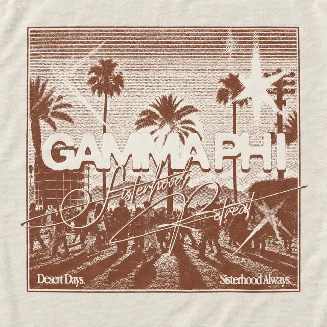 Gamma Phi Palm Illustration Retreat Shirt