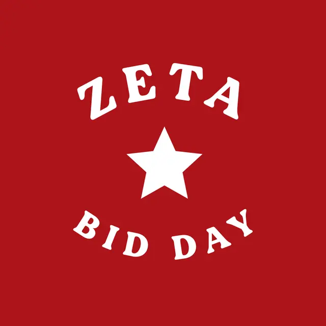 Zeta Tau Alpha Bold Text Star Bid Day Shirt