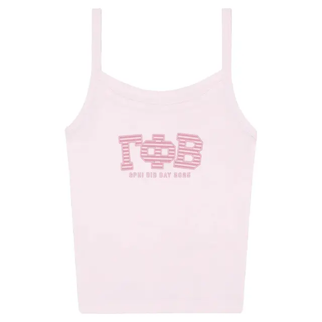 Gamma Phi Beta Pink Striped Lettering Rush & Bid Tank-2