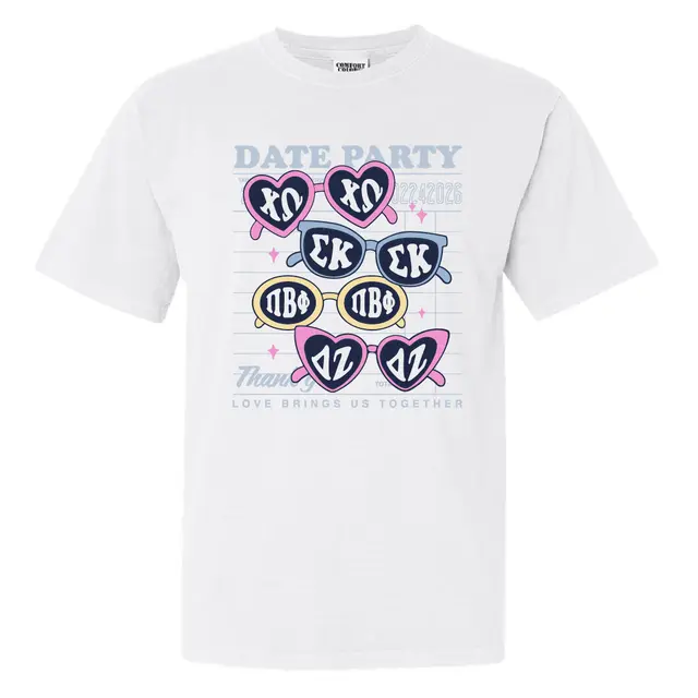 Chi Omega Sunglasses and Heart Date Party Shirt 2