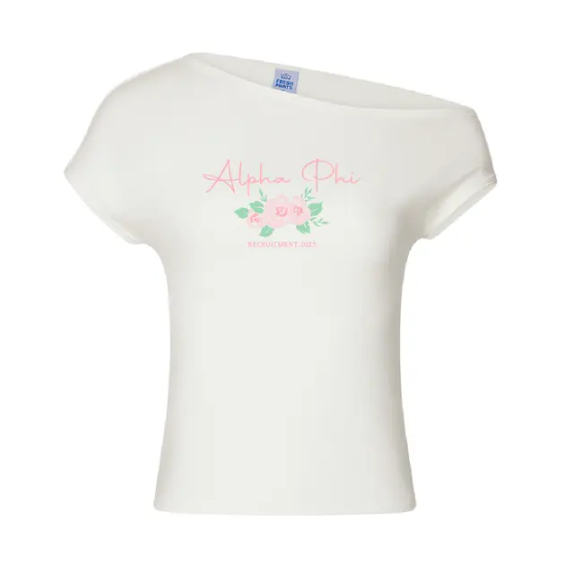 Alpha Phi Script Font with Pink Roses Recruitment Shirt 2