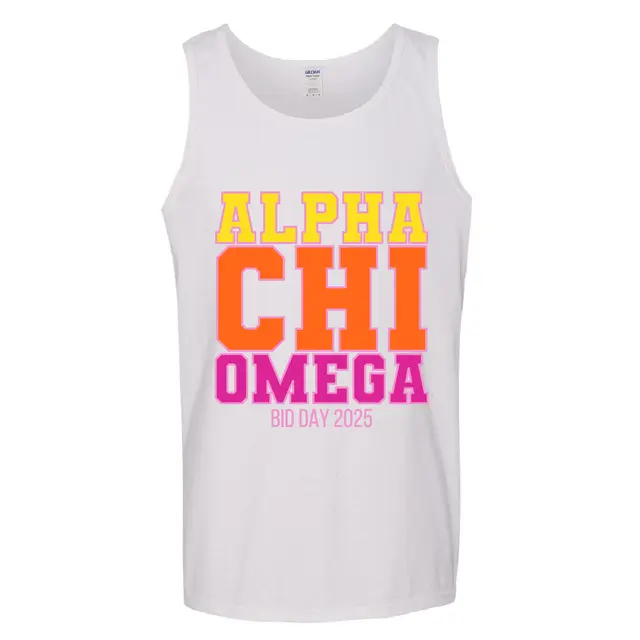 Omega Bold Block Lettering Rush & Bid Tank for Alpha Chi