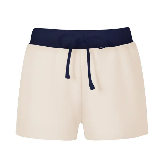 Fresh Prints Malibu Heavyweight Low Waist Color Block Sweatshorts Buttermilk Navy mto Front