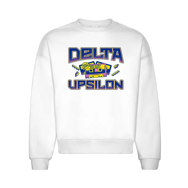 Delta Upsilon Retro Cassette Graphic Date Party Crewneck 2