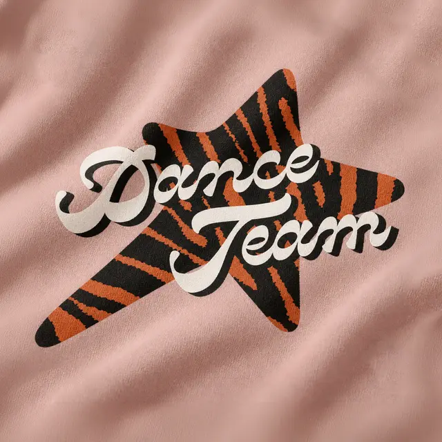Dance Team Tiger Striped Star Graphic PR Shirt