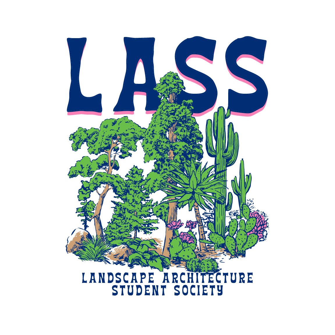 Landscape Architecture Student Society LASS Bold Lettering with Forest ...
