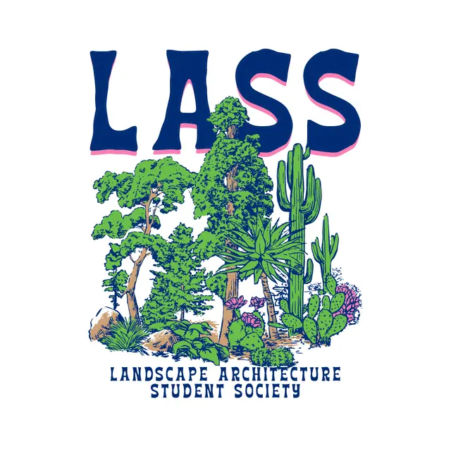 Landscape Architecture Student Society LASS Bold Lettering with Forest Illustration PR Shirt
