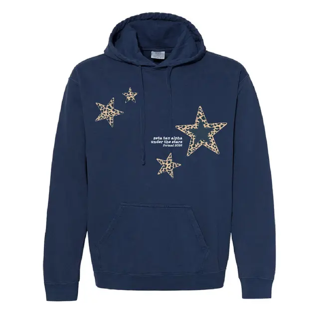 Zeta Tau Alpha Leopard Pattern Stars Formal Hoodie 2