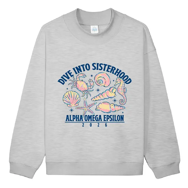 Alpha Omega Epsilon Seaside Shells Illustration Sweater 2