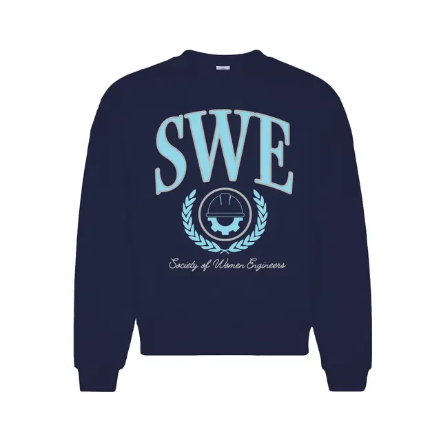 Society of Women Engineers Distressed Lettering Crest Crewneck 2