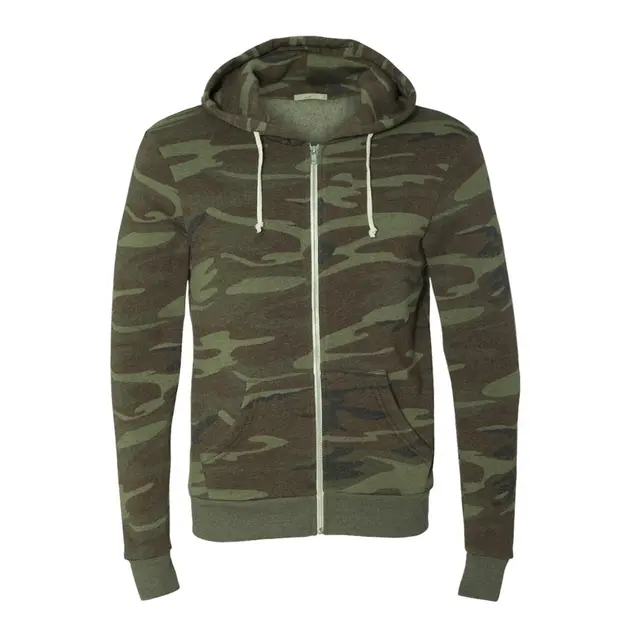 Alternative Unisex Rocky Eco-Fleece Zip Hoodie aa9590 Camo Front