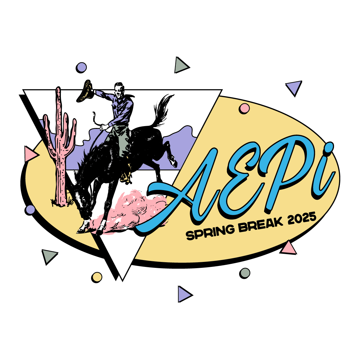 Alpha Epsilon Pi 90s Cowboy and Memphis Shapes Spring Break Shirt ...