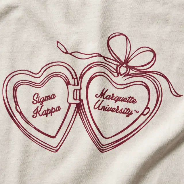 Sigma Kappa Hand Drawn Maroon Ribbons And Heart Pendant Design for Sorority 