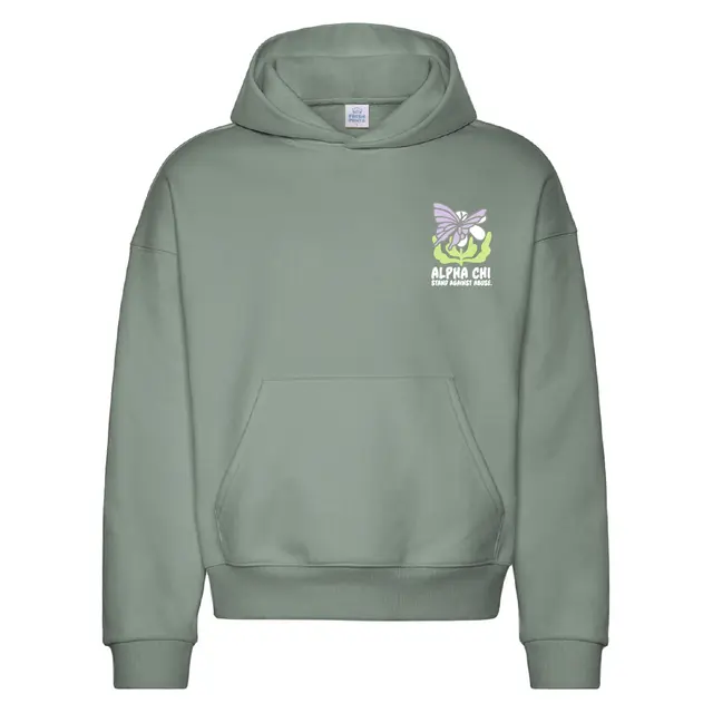 Alpha Chi Omega Butterfly and Flower Stand Against Abuse Philanthropy Hoodie 2