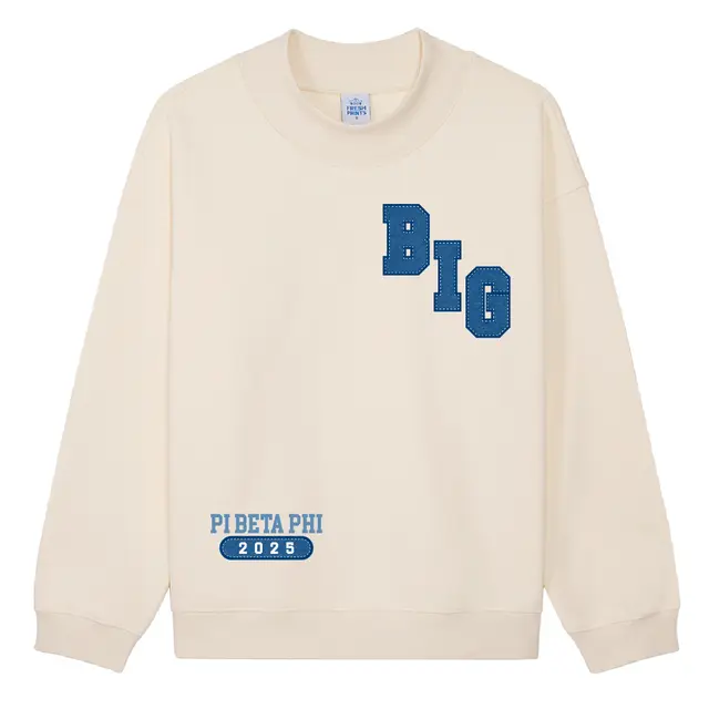 Pi Beta Phi Block Text and Date Patch Big Little Reveal Crewneck 2