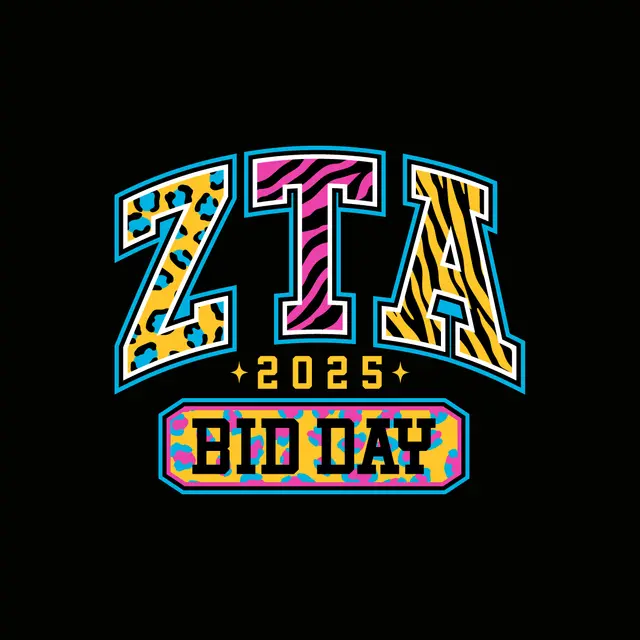 Zeta Tau Alpha Animal Patterned Varsity Graphic Bid Day Tank