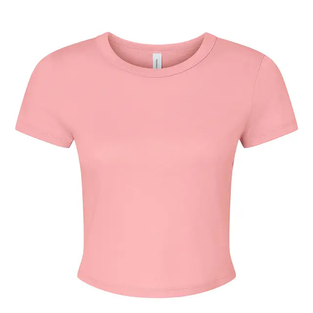 Bella + Canvas Ladies' Micro Ribbed Baby Tee 1010be Solid Pink Blend Front