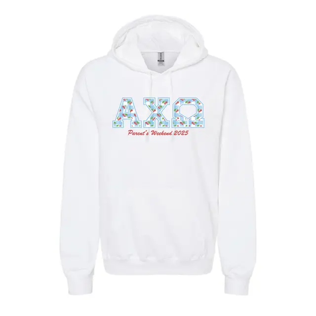 Alpha Chi Omega Floral Pattern Text Parent's Weekend Hoodie 2