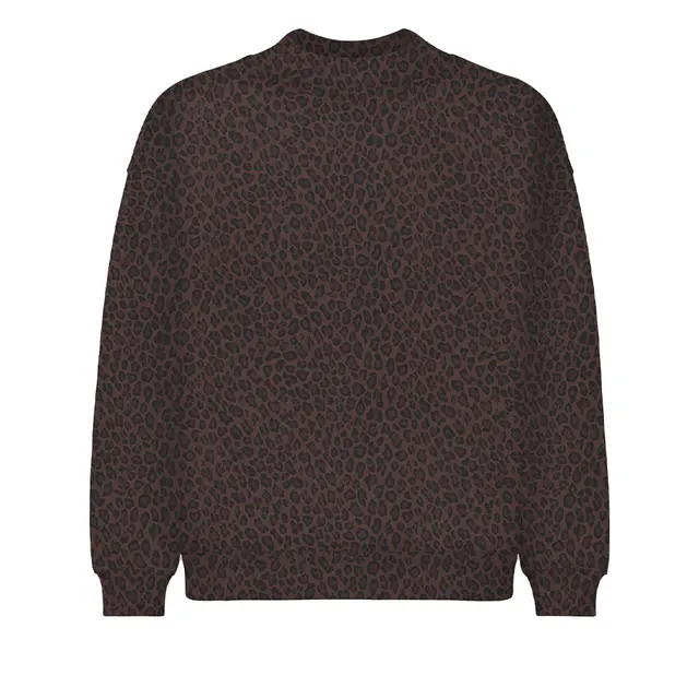 Fresh Prints FP111 Leopard Print Heavy  Weight Mockneck Chocolate Front