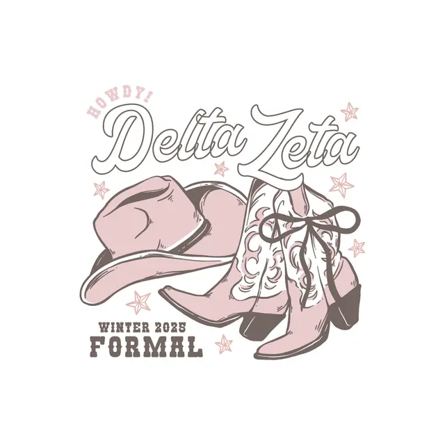 Delta Zeta Cowboy Boots and Hat Winter Formal Crewneck