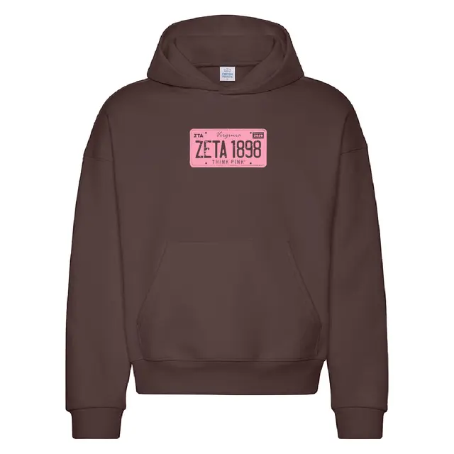 Zeta Tau Alpha Pink License Plate Philanthropy Hoodie 2