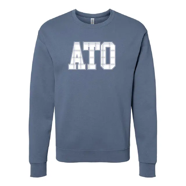 Alpha Tau Omega Plaid Lettering PR Crewneck 2