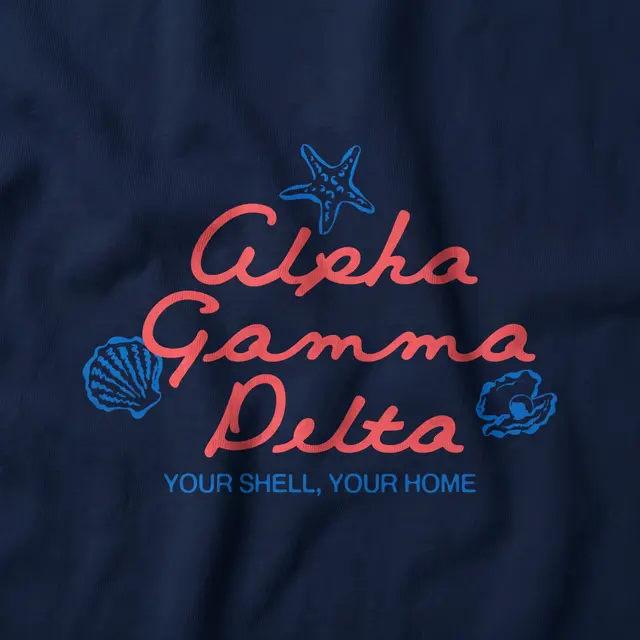 Alpha Gamma Delta Floral Shell Illustration Rush Tank