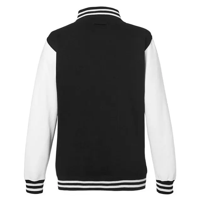 Customizable Just Hoods By AWDis Men's 80/20 Heavyweight Letterman Jacket jha043 Jet Black White Back