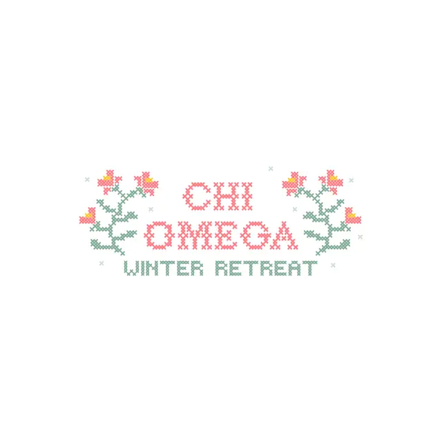 Chi Omega Cross Stitch Floral Winter Retreat Shirt