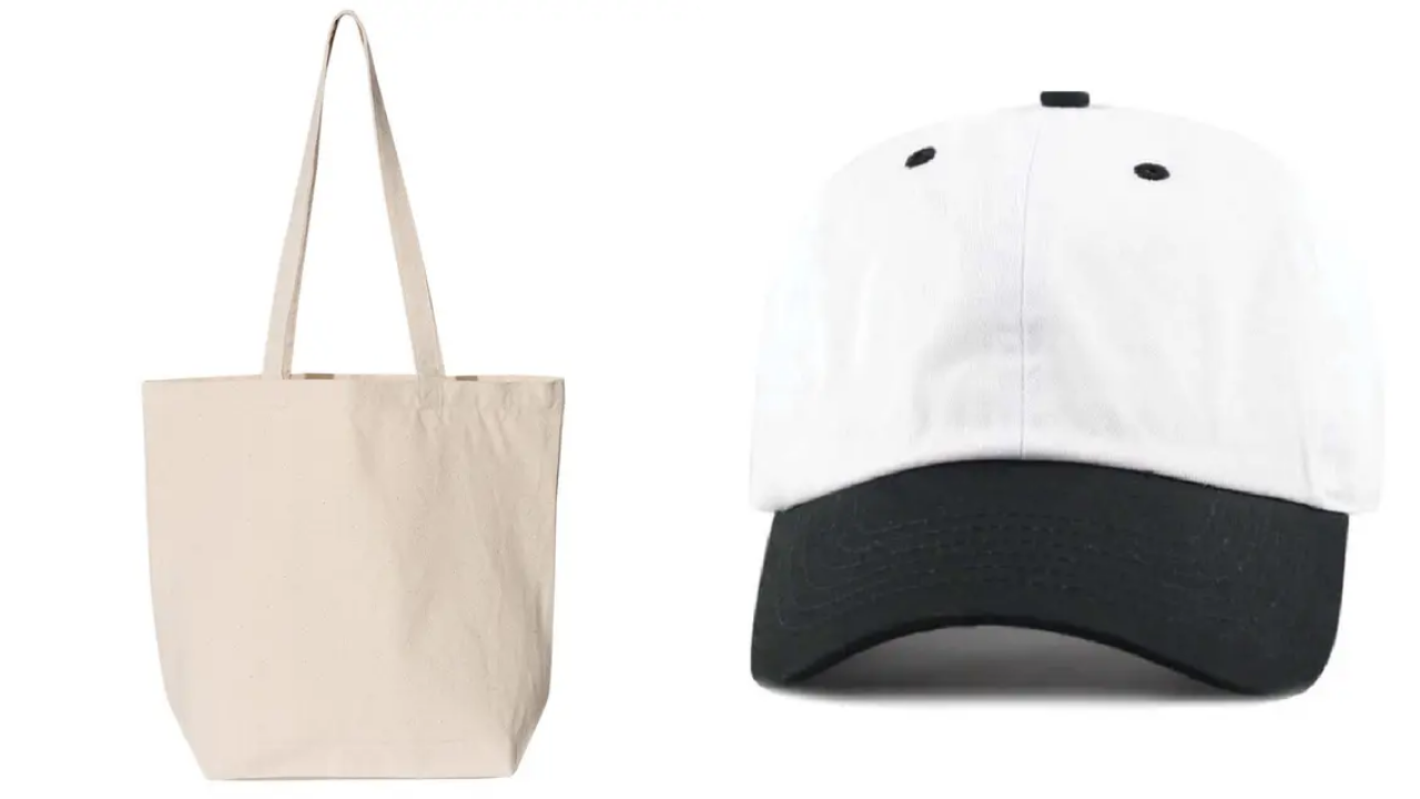 Liberty Bags Lage Canvas Tote in OS and Newhattan Cotton Stone Washed Cap in white and black