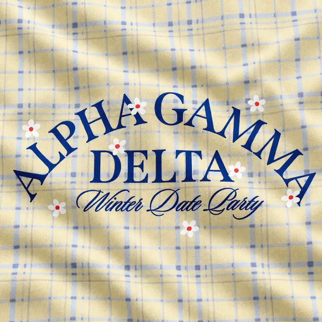 Alpha Gamma Delta Checker Pattern Floral Illustration Date Party Sweater