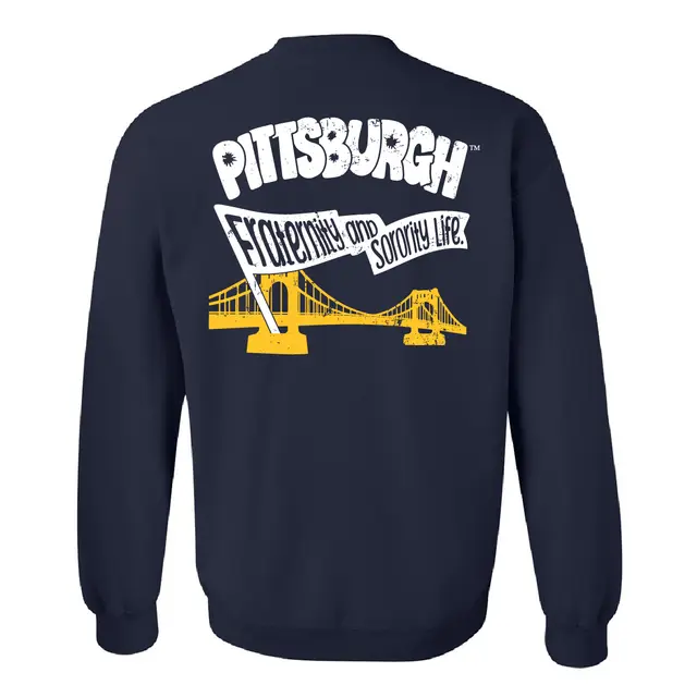 Pittsburgh Wavy Text with Bridge PR Crewneck 2