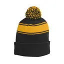 Sport-Tek Sport-Tek® Stripe Pom Pom Beanie Black Gold Back