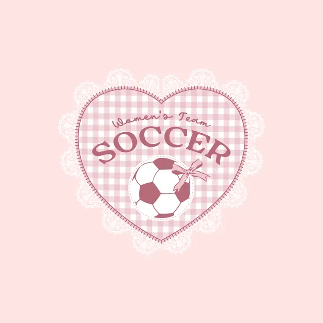 Women's Soccer Team Gingham Heart with Soccer Ball PR Shirt